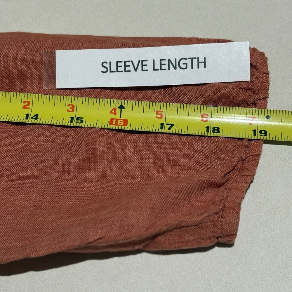 Pure Jill Linen Women ¾ sleeve Linen Peasant Blouse Top Sz M Oversize Lagenlook - Picture 7 of 8